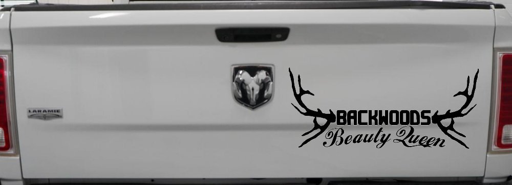 Backwoods Beauty Queen Country Car or Truck Window Decal Sticker (Black)