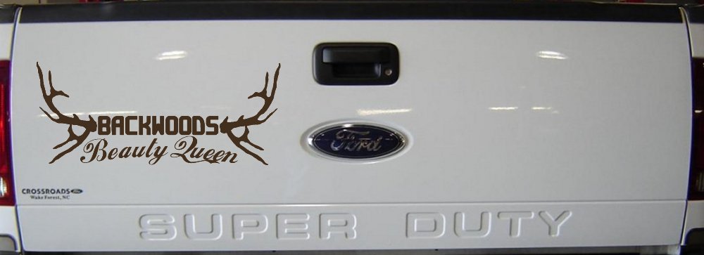 Backwoods Beauty Queen Country Car or Truck Window Decal Sticker (Brown)