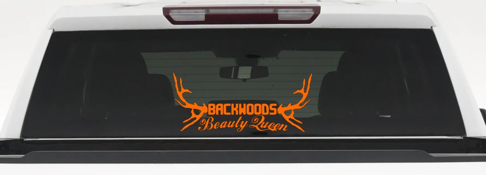 Backwoods Beauty Queen Country Car or Truck Window Decal Sticker (Orange)