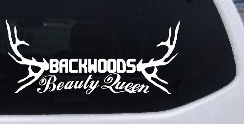 Backwoods Beauty Queen Country Car or Truck Window Decal Sticker (White)