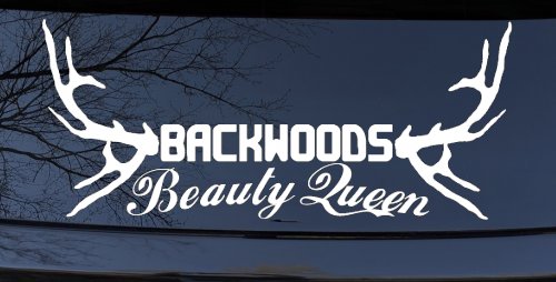 Backwoods Beauty Queen Country Car or Truck Window Decal Sticker (White)