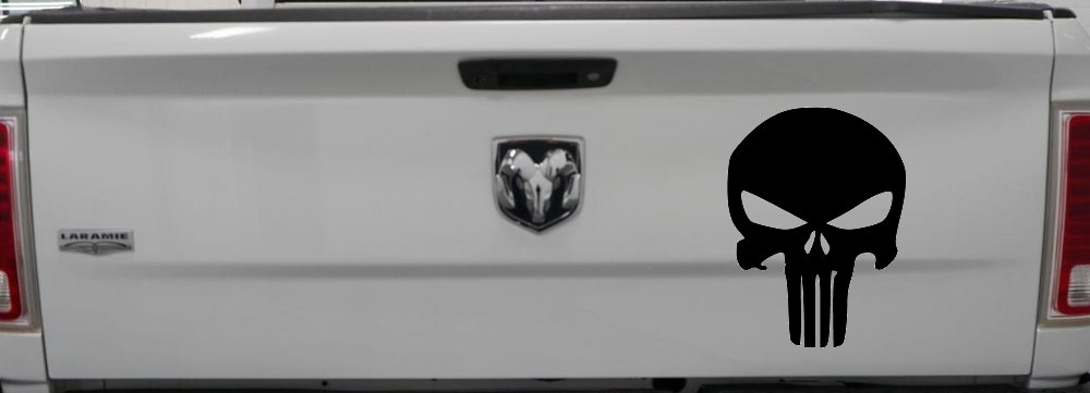 Punisher Skull Car or Truck Window Decal Sticker (Black)