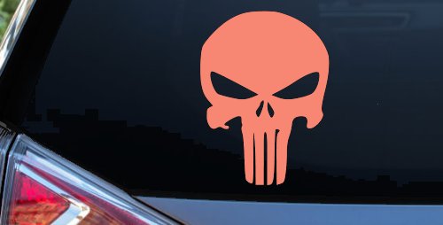 Punisher Skull Car or Truck Window Decal Sticker (Coral)