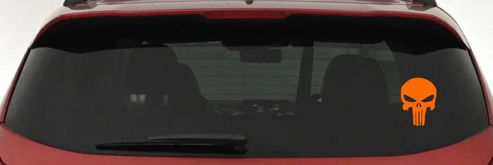 Punisher Skull Car or Truck Window Decal Sticker (Orange)