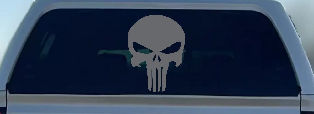 Punisher Skull Car or Truck Window Vinyl Decal Sticker (Silver)