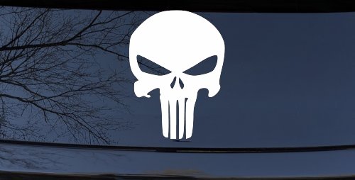 Punisher Skull Car or Truck Window Decal Sticker (White)
