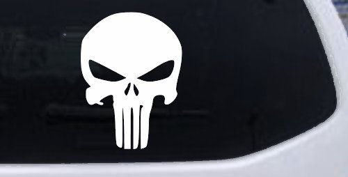 Punisher Skull Car or Truck Window Decal Sticker (White)