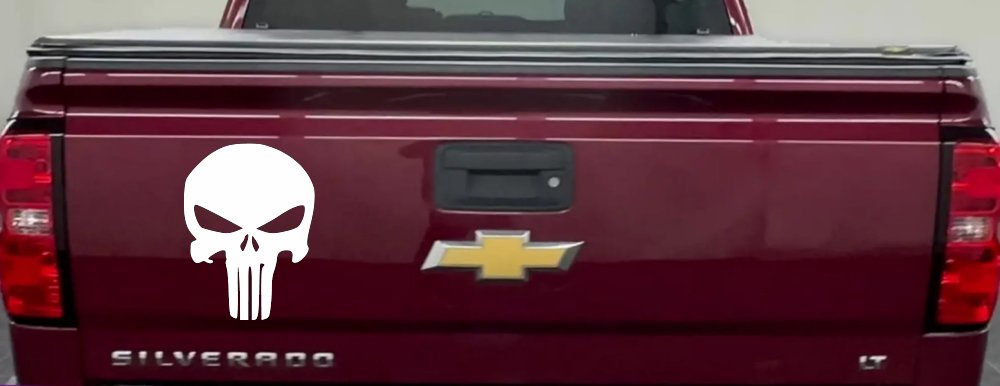 Punisher Skull Car or Truck Window Decal Sticker (White)