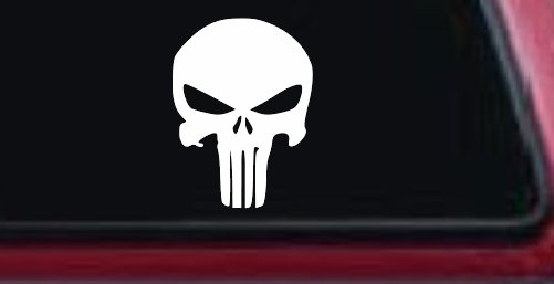 Punisher Skull Car or Truck Window Decal Sticker (White)