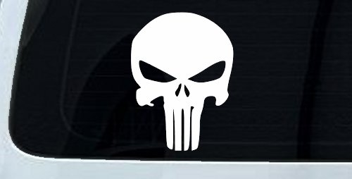 Punisher Skull Car or Truck Window Vinyl Decal Sticker (White)