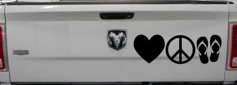Love Peace and Flip Flops Car or Truck Window Decal Sticker