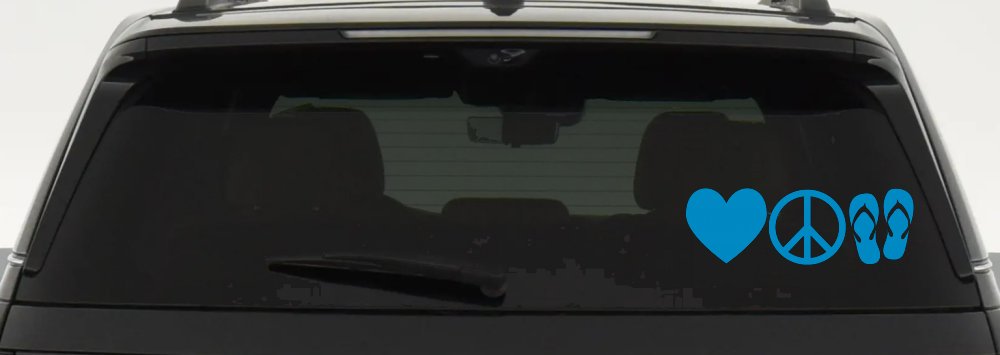 Love Peace and Flip Flops Car or Truck Window Decal Sticker