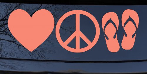 Love Peace and Flip Flops Car or Truck Window Decal Sticker