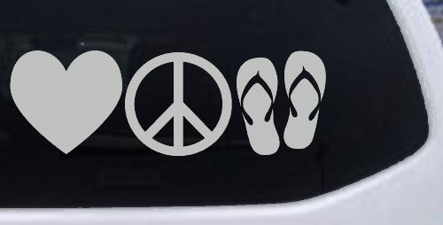 Love Peace and Flip Flops Car or Truck Window Decal Sticker