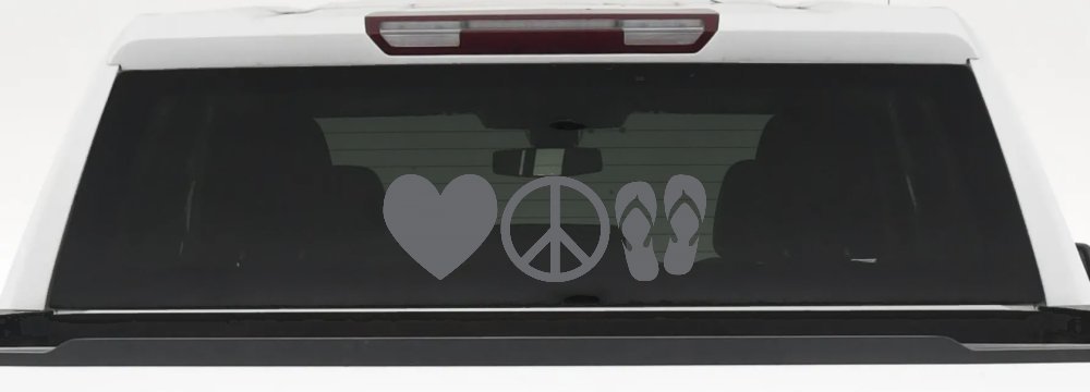 Love Peace and Flip Flops Car or Truck Window Decal Sticker
