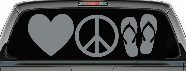 Love Peace and Flip Flops Car or Truck Window Decal Sticker
