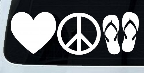 Love Peace and Flip Flops Car or Truck Window Decal Sticker