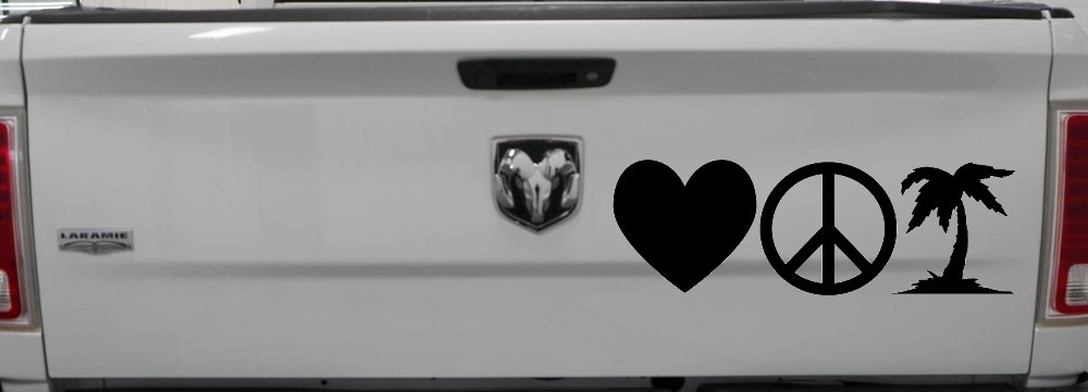 Love Peace and Palm Tree Car or Truck Window Decal Sticker