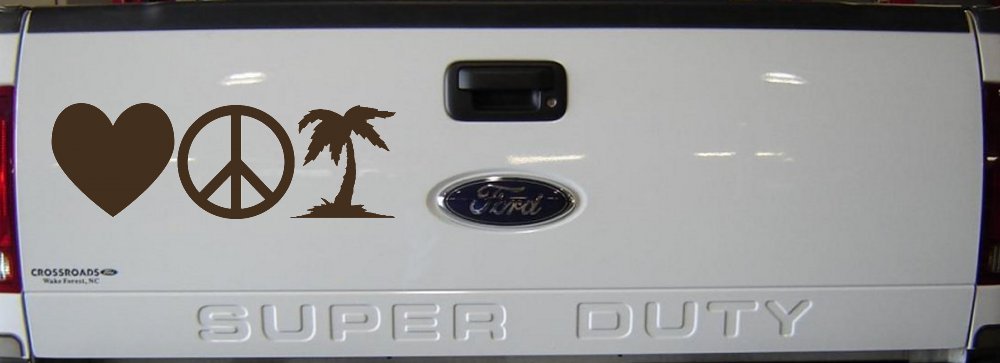 Love Peace and Palm Tree Car or Truck Window Decal Sticker