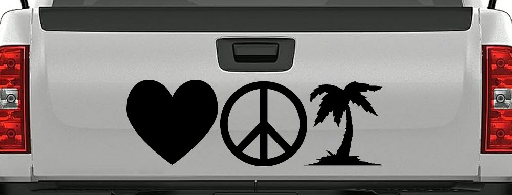 Love Peace and Palm Tree Car or Truck Window Decal Sticker