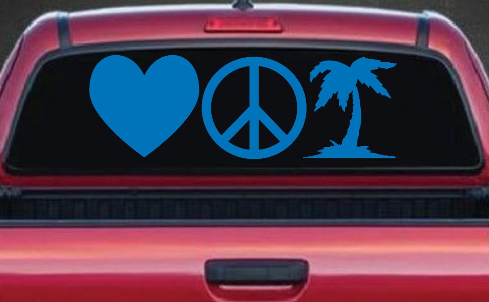 Love Peace and Palm Tree Car or Truck Window Decal Sticker
