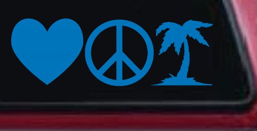 Love Peace and Palm Tree Car or Truck Window Decal Sticker