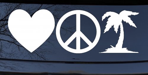 Love Peace and Palm Tree Car or Truck Window Decal Sticker