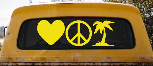 Love Peace and Palm Tree Car or Truck Window Decal Sticker