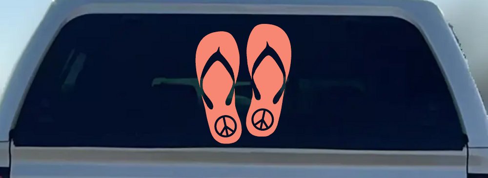 Peace Sign on Flip Flops Car or Truck Window Decal Sticker