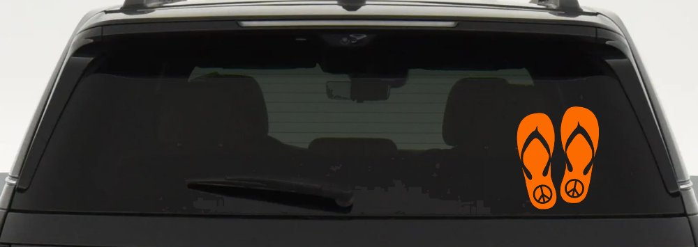Peace Sign on Flip Flops Car or Truck Window Decal Sticker (Orange)