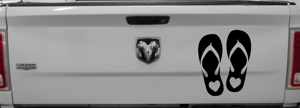 Hearts Love Flip Flops Car or Truck Window Decal Sticker