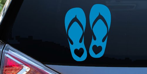 Hearts Love Flip Flops Car or Truck Window Decal Sticker