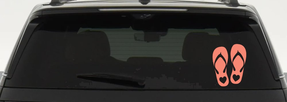 Hearts Love Flip Flops Car or Truck Window Decal Sticker