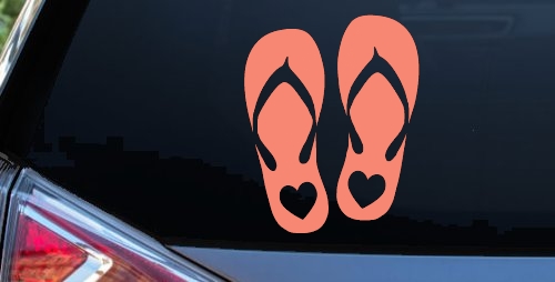 Hearts Love Flip Flops Car or Truck Window Decal Sticker