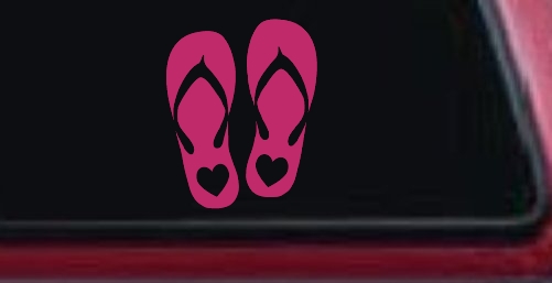 Hearts Love Flip Flops Car or Truck Window Decal Sticker