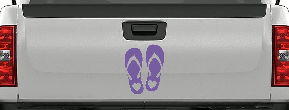 Hearts Love Flip Flops Car or Truck Window Decal Sticker