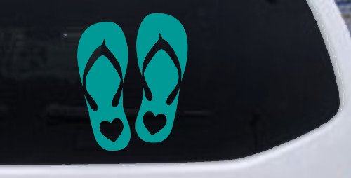 Hearts Love Flip Flops Car or Truck Window Decal Sticker