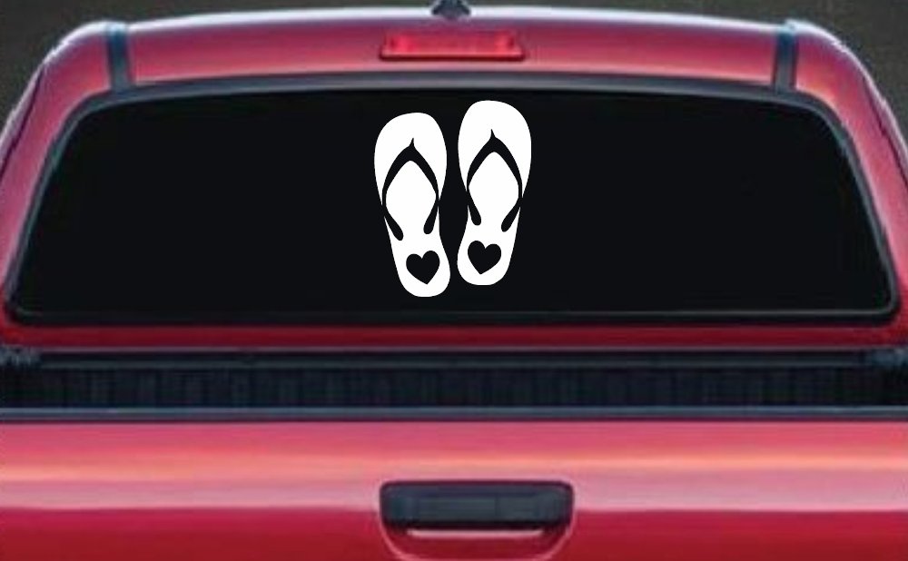 Hearts Love Flip Flops Car or Truck Window Decal Sticker