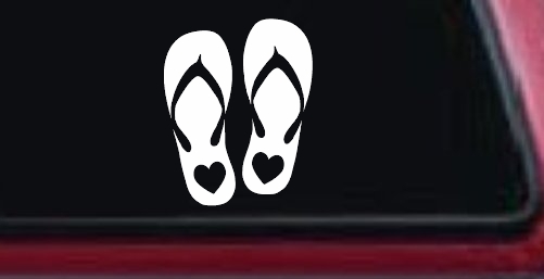 Hearts Love Flip Flops Car or Truck Window Decal Sticker