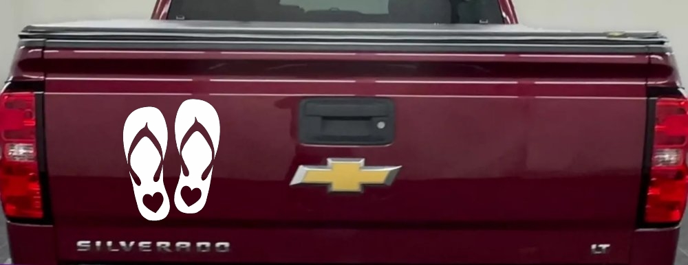 Hearts Love Flip Flops Car or Truck Window Decal Sticker