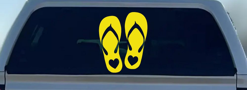 Hearts Love Flip Flops Car or Truck Window Decal Sticker