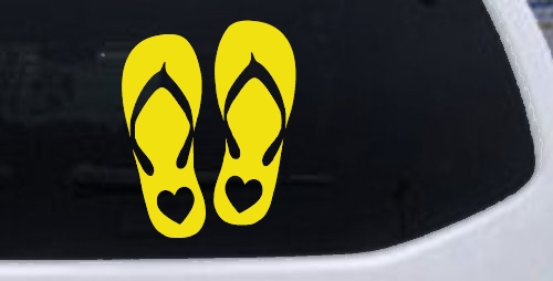 Hearts Love Flip Flops Car or Truck Window Decal Sticker