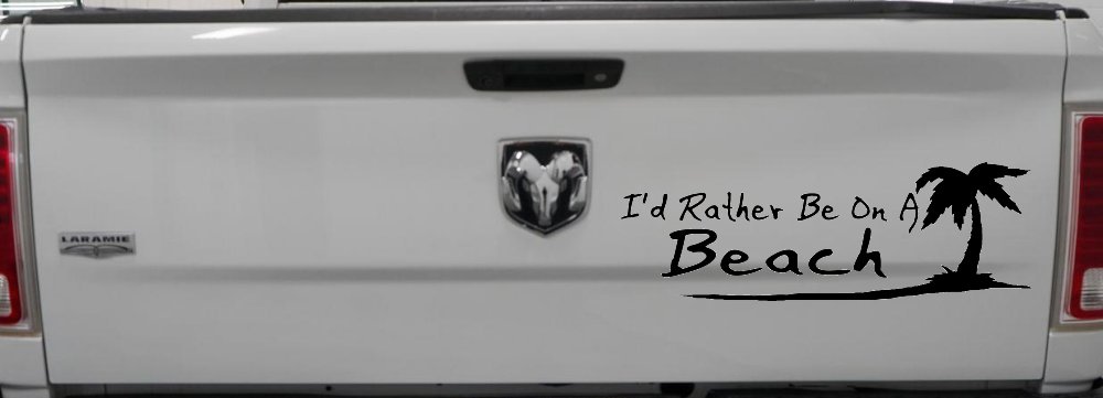 I'd Rather Be On A Beach with Palm Tree Car or Truck Window Decal Sticker