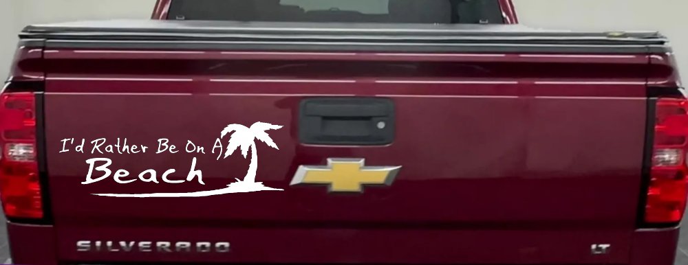 I'd Rather Be On A Beach with Palm Tree Car or Truck Window Decal Sticker