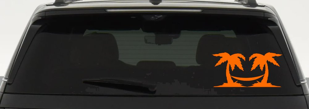 Palm Trees with Hammock Beach Car or Truck Window Decal Sticker (Orange)