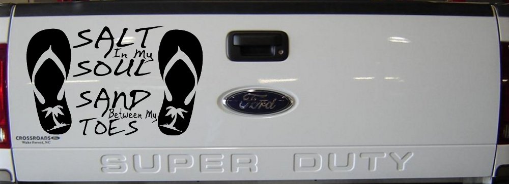 Salt In My Soul Sand Between My Toes Flip Flops Palm Tree Car or Truck Window Decal Sticker
