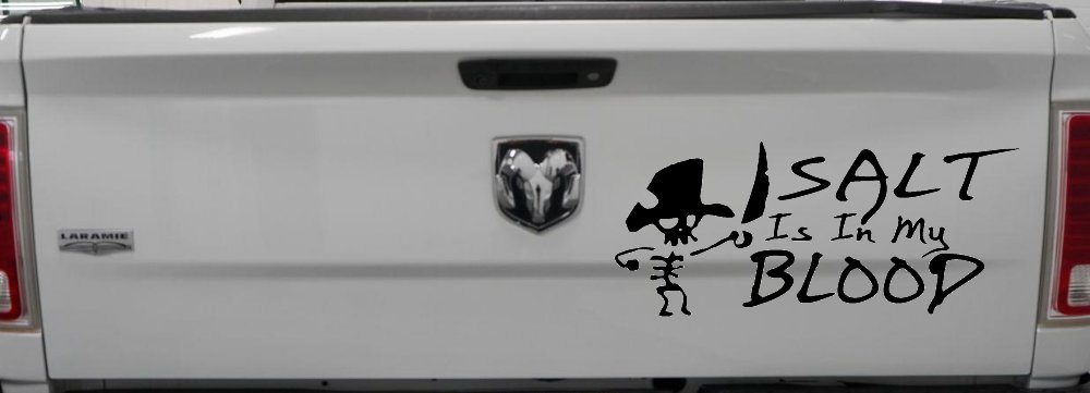 Cute Pirate Skeleton Salt Is In My Blood Funny Car or Truck Window Decal Sticker (Black)