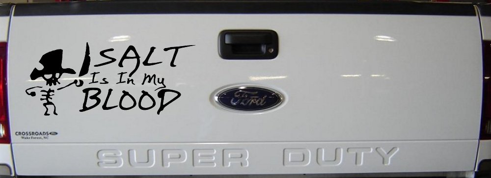 Cute Pirate Skeleton Salt Is In My Blood Funny Car or Truck Window Vinyl Decal Sticker (Black)