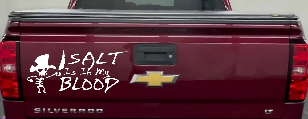 Cute Pirate Skeleton Salt Is In My Blood Funny Car or Truck Window Decal Sticker (White)