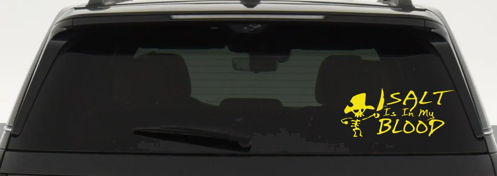 Cute Pirate Skeleton Salt Is In My Blood Funny Car or Truck Window Decal Sticker (Yellow)